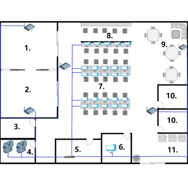 The floor plan for our network setup.